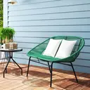 Outsunny Banquette banc de jardin 2 places en acier et cordage en résine avec 2 coussins - dim. 132L x 72l x 83H cm - vert foncé image 8