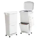 ochama Trocken- und Nass-Trenn-Mülleimer, doppelschichtig, mobil, mit Rollen, große Fächer, für Küche, Wohnzimmer, Heimgebrauch, Weiß, 45 l image 0