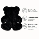 Tapis Ourson en Fausse Fourrure de Lapin Peluche Doux, 70x90 cm Tapis Shag Antidérapant, Tapis d'Appoint Mignon Noir pour Chambre d'Enfant, Chambre Bébé, Décoration de Chambre image 4