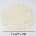 Daikin Lot de 6 sets de table ronds 38 cm en polyester, beige, tissés à la main en coton, nettoyables à l’essuyage, à paillettes, pour fêtes de fin d’année, mariage image 3