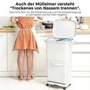 ochama Trocken- und Nass-Trenn-Mülleimer, doppelschichtig, mobil, mit Rollen, große Fächer, für Küche, Wohnzimmer, Heimgebrauch, Weiß, 45 l image 7