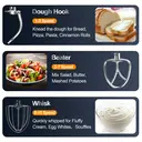 Honinst Stand Mixer, 6.5QT 10-Speed Tilt-Head Electric Stand Mixer, 3-In-1 Kitchen Mixer with Bowl, Dough Hook, Whisk and Beater, Food Mixer for Baking, Cake and Most Home Cooks image 4