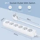 Aigostar Multiprise française 6 prises sans interrupteur, 3 m, 3G1,0 mm², blanche image 3