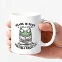 Alphynix 1pc 11oz White Mug with "Insane is a Mean Word, I Prefer Mentally Creative" Quote and Quirky Frog Design, Witty Christmas or Thanksgiving Gift image 2