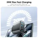 Toocki Bloc chargeur mural USB-C rapide, 40 W, 4 ports USB-C, adaptateur PD + chargeur USB multiport QC 3.0, pour iPhone 17/16/15/14/13/12 Pro Max, iPad, Galaxy S25 image 5