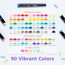 Ohuhu Stylos de peinture à l’aquarelle, 90 couleurs : à double pointe (ronde et fine) image 1