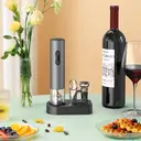 Cuisync Wine Opener Set, 5-in-1 Electric Wine Opener Gift Set, Stainless Steel Automatic Corkscrew with Foil Cutter, Vacuum Stopper, Aerator Pourer and Storage Base, Battery Operated Bottle Opener Gift Kit for Home Party, VBGS-KB1-602303SL image 4