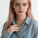 VoxorAI XL25 Grey Bubble Sugar Cube Necklace Pearl Necklace Sweater Chain Pendant Detachable All Seasons image 6