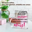 Alphynix 1 pièce Cœur collègue en français, « Le hasard nous a fait collègues ! Survivre ensemble dans cet endroit fou nous a rendus amis ! » Plaque en acrylique avec texte à accents roses, Cadeau d'amitié de bureau pour meilleur ami au travail image 2