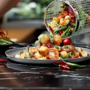 Huacan Barbecue Cage Round Barbecue Bucket Outdoor Smoked Cage Portable Barbecue Stove Rotating Rolling Stainless Steel Cage Small image 2