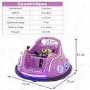 Costway Voiture électrique pour enfants 12 V, rotation à 360 degrés, avec musique, lumières et télécommande, violet image 1
