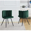 CLIPOP Velvet Dining Chairs Set of 2 Vanity Chair with Petal Back and Metal Legs, Modern Makeup Chair for Bedroom Dressing Table Kitchen Living Room green 45*47*82cm image 2