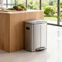SONGMICSHOME 40L Double Kitchen Bin with Lids, Rubbish Bin, Soft Close with Plastic Inner Buckets, Silver image 3
