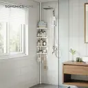Ochama x SONGMICS Bathroom Storage Rack, Adjustable 4-Tier Corner Shelf for Shower, Organiser for Bathroom, White image 3