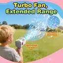 TOKKY Electric Bubble Gun for Kids, 36-Hole High-Density Bubbles, Leak-Proof Large Bottle, Colorful Lights, Includes Refill Fluid, Easy Assembly Outdoor Toy - Pink image 6