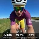 Revoray X3 Lunettes de soleil de cyclisme avec verre monobloc en PC haute définition et antichoc, monture légère en TR90, protection UV400, et design aérodynamique - Vert image 9