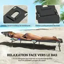 Outsunny Bain de Soleil Pliable transat inclinable 4 Positions Chaise Longue 3 Coussins fournis Noir image 3
