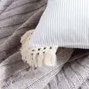 Phantoscope Pack of 2 Corduroy Soft Pillow Covers Decorative Striped Velvet Throw Pillows with Cotton Tassels Ultra Solid Cushion Covers Pillowcases, White 30 x 50cm image 2