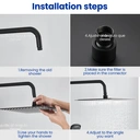 DERW Tête de Douche Carrée 25 x 25 cm en Acier Inoxydable, Finition Noir Mat, Buses en Silicone Anti-Calcaire, Orientation Réglable à 360° image 5