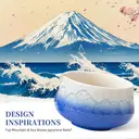 TEANAGOO 7-Piece Blue Matcha Whisk Set with Fuji Design Ceramic Bowl, Scoop & Sifter image 1