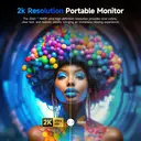 UPERFECT 22" 2K Portable Monitor with 2560 x 1440 QHD IPS 180° Adjustable Stand USB-C Mini HDTV Double Speaker for Laptop PC PS4/5 Switch/Xbo, VESA Compatible image 2