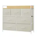 Ochama x SONGMICS Chest of Drawers, Dresser, Bedroom Furniture, Metal Frame, 7 Drawers, Modern, White and Beige image 0
