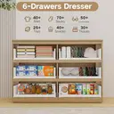 GRAVFORCE Chest of Drawers 6 Drawers Modern Bedroom Dresser with Storage Cabinet Wooden Cupboard for Bedroom Living Room White 70x100x30cm image 2