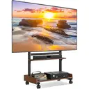 TV Stand on Wheels for 40-86 Inch LCD LED OLED Flat Panel Plasma TVs, Height Adjustable TV Floor Stand with Shelf TV Trolley with Wooden Base Max VESA 600x400mm up to 68 kg, Walnut image 7