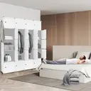 XINZI Système d'étagères de garde-robe DIY avec étagère à chaussures et tringle à vêtements, armoire pliante portable 20 cubes, beige image 6