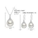 Ever Faith Cubic Zirconia and Freshwater Pearl Teardrop Pendant Necklace and Dangle Hook Earrings Set image 4