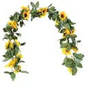 Wei's Moment Lot de 4 guirlandes artificielles en soie tournesol jaune - 2,4 m image 1