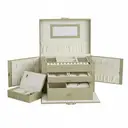 SONGMICSHOME Boîte de rangement pour bijoux à 3 niveaux, organisateur verrouillable avec poignée et 2 tiroirs, cadeau pour femme, usage voyage, vert image 0