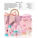 QUIYUM Watermelon Skincare Set (12pcs): Includes Cleanser 100g, Toner 160ml, Serum 2ml×10, Eye Cream 20g, Cream 50g, plus Nail Stickers, Makeup Case, Makeup Bag, Headband, Eye Mask, Soap Flower, and Cleansing Brush. image 2