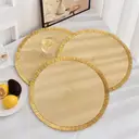 Lot de 6 sets de table tressés en fil brillant PP 38 cm - Beige/Doré image 2