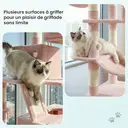 SONGMICS Arbre à chat avec 13 poteaux à griffer, 1 rampe, 2 perchoirs, 2 niches, panier, hamac, pompons, rose pastel - 168 cm image 5