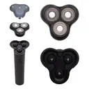 Bauer Rechargeable Wet and Dry Rotary Shaver, Triple Floating Heads, USB Charging, Wet and Dry Use, Black and Chrome image 3