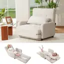 HomeMiYN Klappbarer Schlafsessel mit verstellbarer Rückenlehne und Kissen, 4‑Farben Auswahl Beige image 3