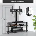 Corner TV Stand for 32-70 inch LED LCD OLED Plasma Flat Curved TVs, Height Adjustable TV Cabinet With Bracket up to 40kgs, Swivel TV Floor Stand with Tempered Glass Shelves Max VESA 600x400mm image 6