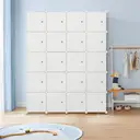 XINZI Système d'étagères de garde-robe DIY avec étagère à chaussures et tringle à vêtements, armoire pliante portable 20 cubes, beige image 7