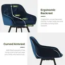 CLIPOP 360° Swivel Dining Chairs Set of 2 Velvet Upholstered Desk Chairs without Wheels Ergonomic Office Chair with Arms and Metal Legs for Home Study 0197 Blue 54.5*46*80 cm image 2