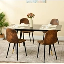 Table à Manger URBAN Motif Marbre Noir Rectangulaire Extensible 120-160/80/75cm image 2