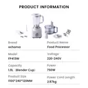 ochama Multifunctional High-Power Food Processor & Mixer, suitable for chopping, slicing, grinding, and pureeing, 1.8L bowl, 750W. image 6
