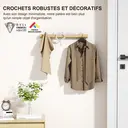 KAPANOU Porte-manteau mural en bois avec 6 crochets en métal robustes - Blanc image 6