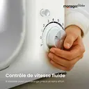 Monsga SM100 Robot Pâtissier 1000W, Blanc Crème, Bol en Acier Inoxydable 6,0L, Silencieux, avec Fouet, Crochet à Pétrir en Téflon Super Antiadhésif (Résistant à 260°C), Batteur & Couvercle Anti-éclaboussures, 8 Vitesses image 2