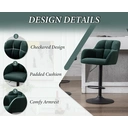 CHAIRUS Lot de 2 tabourets de bar pivotants en velours, tabourets de cuisine et de petit-déjeuner modernes, tabourets de comptoir réglables (Vert) image 4