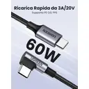 UGREEN Câble USB 2.0 USB-C vers USB-C coudé - 3 m image 1