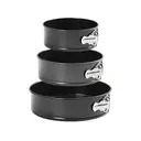 PURECOOK Moules à Gâteau en Acier au Carbone | Noir | avec Fermetures | Ensemble de 3 Moules Ronds Antiadhésifs image 0