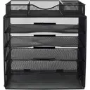 Senhoglb Organisateur de bureau format A4 en maille à 5 niveaux avec tiroir - Noir image 3