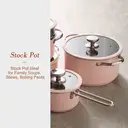 PURECOOK Colored Ceramic-Coated 304 Stainless Steel 4-Piece Cookware Set Series
16cm Milk Pot, 18cm Soup Pot with Steamer Insert , 22cm Hot Pot, 24cm Stock Pot - Pink Ceramic Coating, Multi-Ply Base, Heat-Conducting Silicone Glass Lid, 304 Stainless Steel image 9