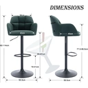 CHAIRUS Lot de 2 tabourets de bar pivotants en velours, tabourets de cuisine et de petit-déjeuner modernes, tabourets de comptoir réglables (Vert) image 2